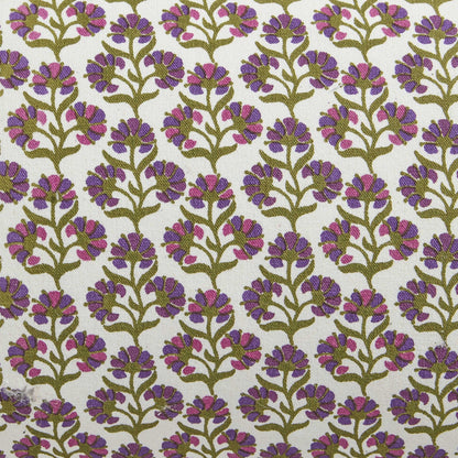 Julia 100% Cotton Box Pleat Edge Printed Cushion Cover - Purple/Green - DUSK