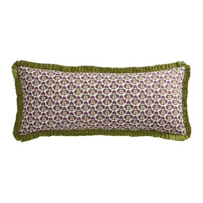 Julia 100% Cotton Box Pleat Edge Printed Sofa Cushion Cover - Purple/Green - DUSK