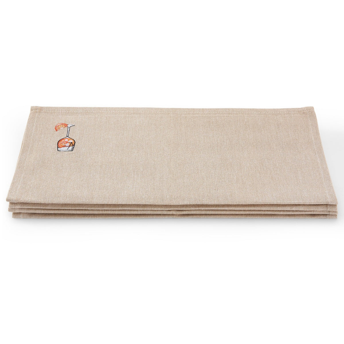 Julio Drink Embroidered Set of 4 Napkins - Natural - DUSK