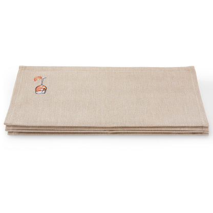 Julio Drink Embroidered Set of 4 Napkins - Natural - DUSK