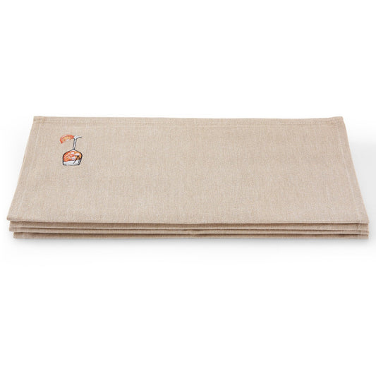 Julio Drink Embroidered Set of 4 Napkins - Natural - DUSK