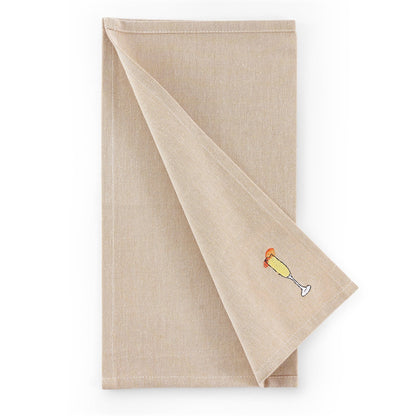 Julio Drink Embroidered Set of 4 Napkins - Natural - DUSK