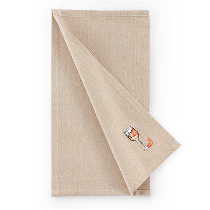 Julio Drink Embroidered Set of 4 Napkins - Natural - DUSK