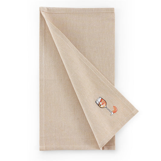 Julio Drink Embroidered Set of 4 Napkins - Natural - DUSK