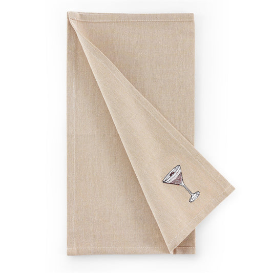 Julio Drink Embroidered Set of 4 Napkins - Natural - DUSK