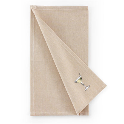 Julio Drink Embroidered Set of 4 Napkins - Natural - DUSK