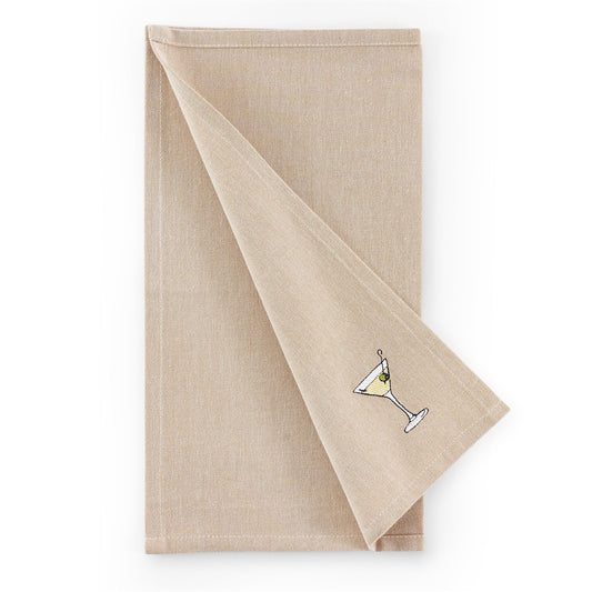 Julio Drink Embroidered Set of 4 Napkins - Natural - DUSK