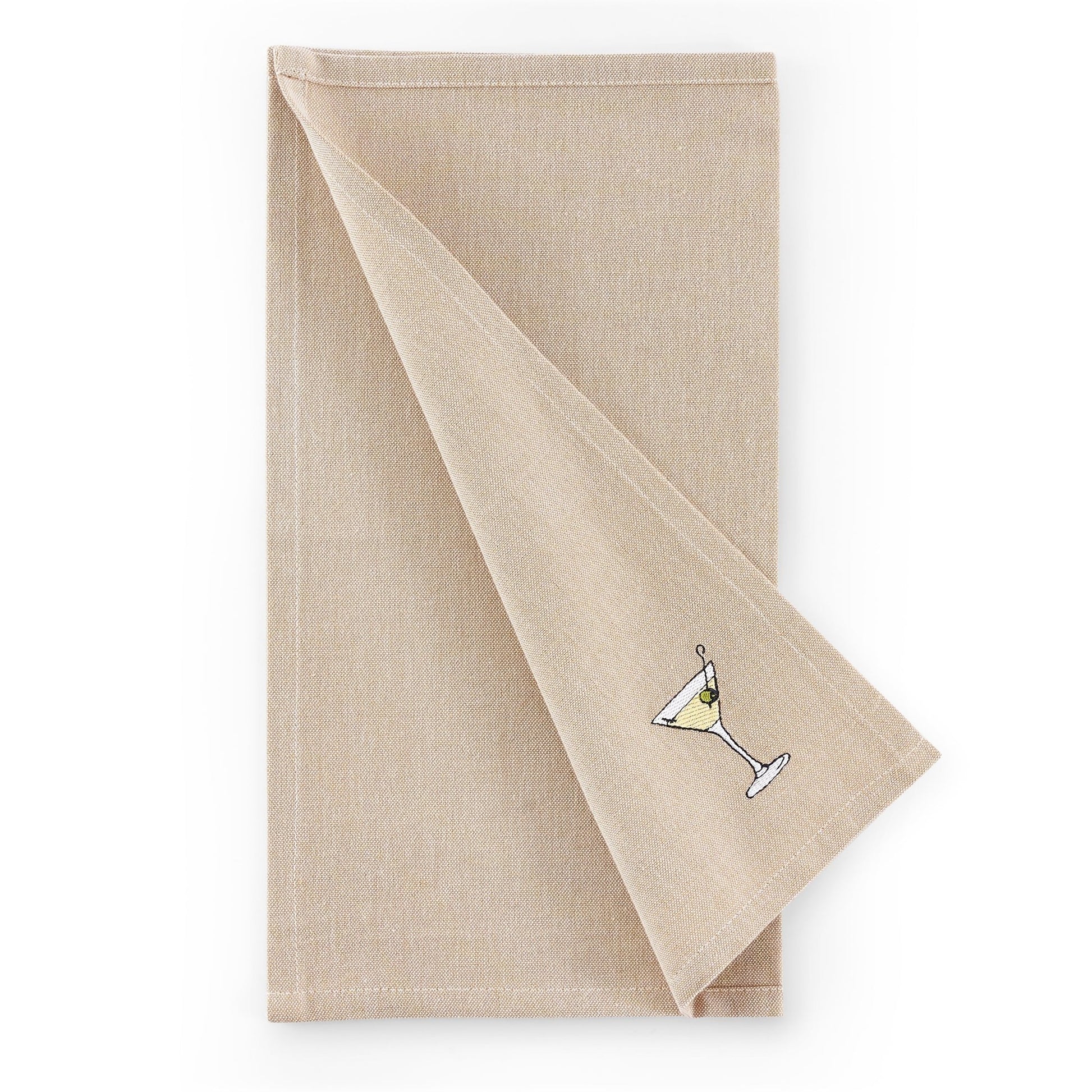 Julio Drink Embroidered Set of 4 Napkins - Natural - DUSK