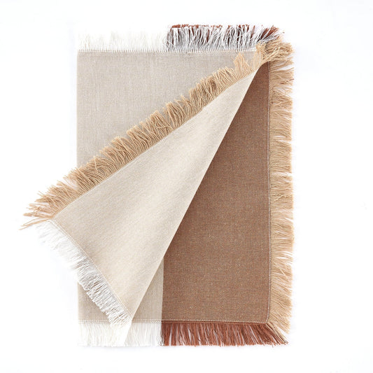 Julio Tufted Block Colour Set of 4 Placemats - Natural/ Burnt Orange - DUSK