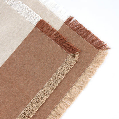 Julio Tufted Block Colour Set of 4 Placemats - Natural/ Burnt Orange - DUSK