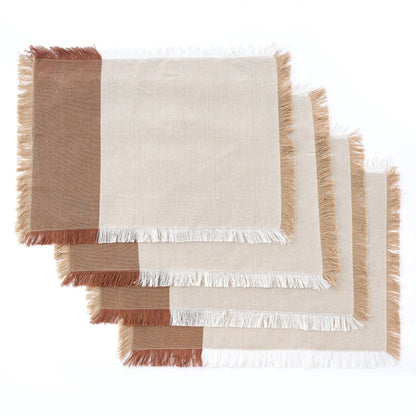 Julio Tufted Block Colour Set of 4 Placemats - Natural/ Burnt Orange - DUSK