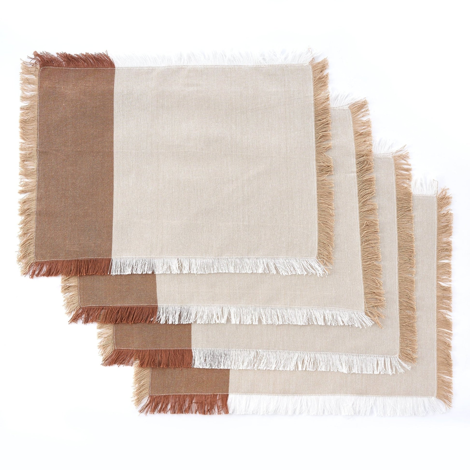 Julio Tufted Block Colour Set of 4 Placemats - Natural/ Burnt Orange - DUSK