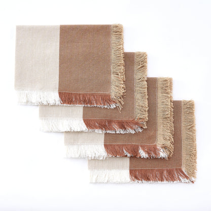 Julio Tufted Block Colour Set of 4 Placemats - Natural/ Burnt Orange - DUSK