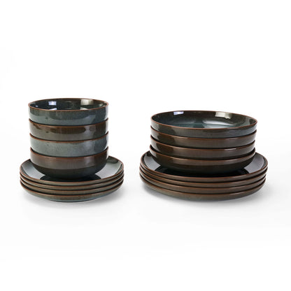 Juniper 16 Piece Dinner Set - Grey/Blue - DUSK