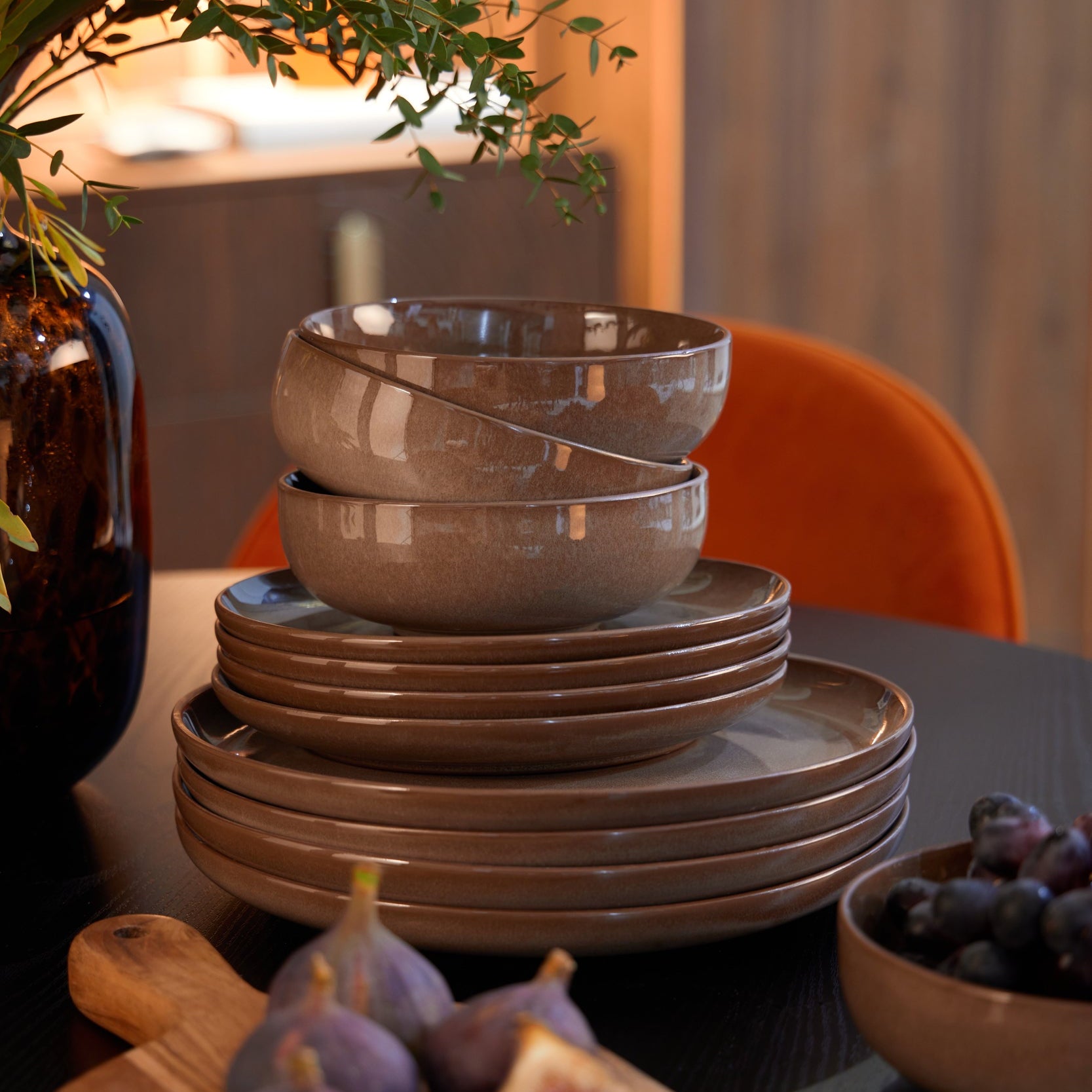 Juniper Reactive Glaze Set of 4 Cereal Bowls - Mocha - DUSK