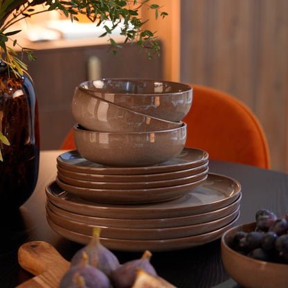 Juniper Reactive Glaze Set of 4 Cereal Bowls - Mocha - DUSK