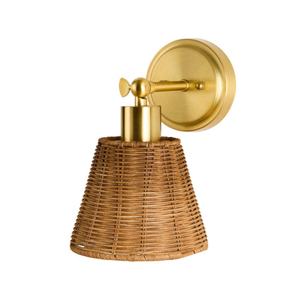 Kally Rechargeable Rattan Wall Light - Brass - DUSK