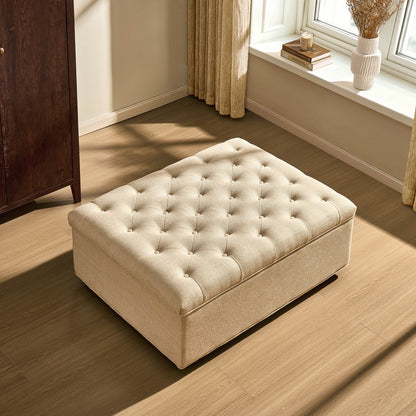 Kennadi Single Sofa Bed Pouffe - Beige - DUSK
