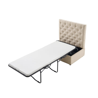 Kennadi Single Sofa Bed Pouffe - Beige - DUSK