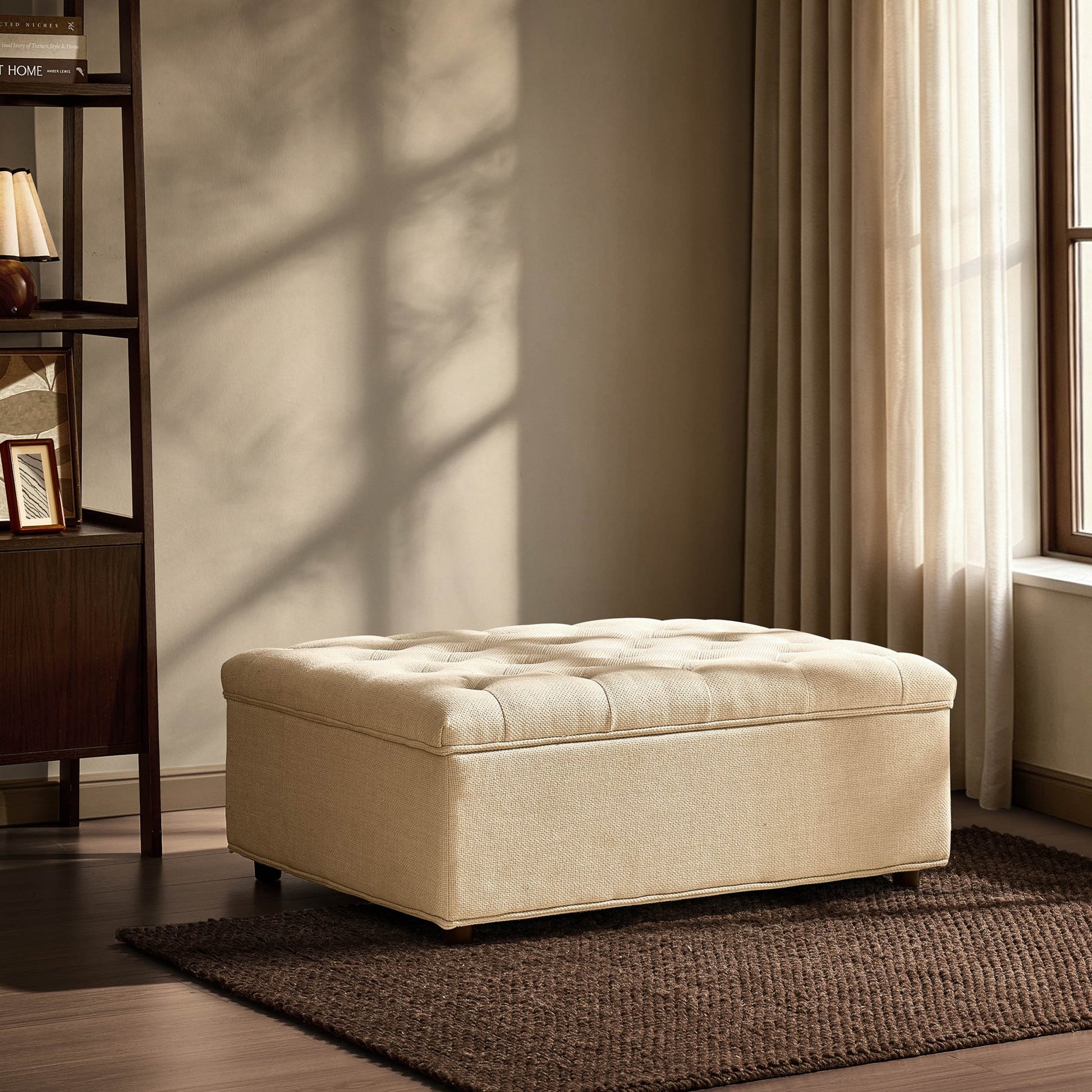 Kennadi Single Sofa Bed Pouffe - Beige - DUSK
