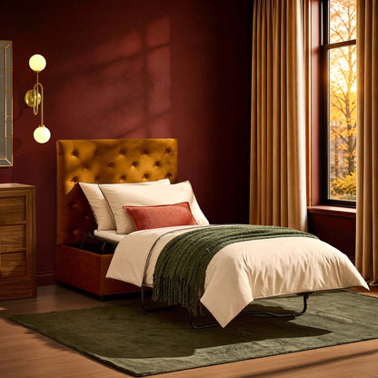 Kennadi Single Sofa Bed Pouffe - Muted Gold - DUSK