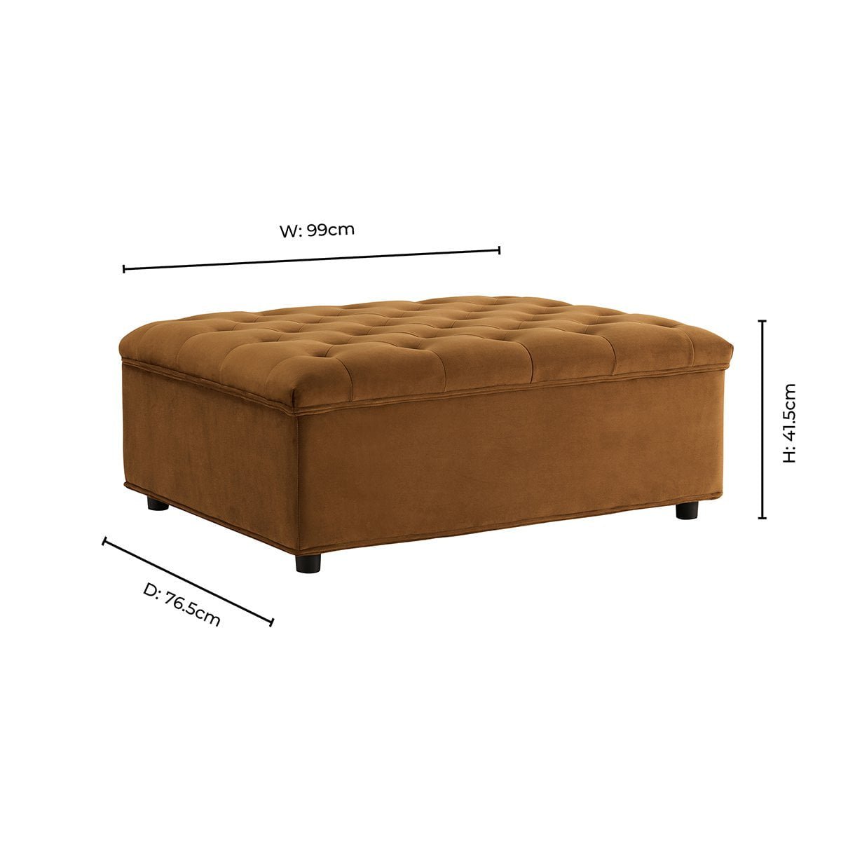 Kennadi Single Sofa Bed Pouffe - Muted Gold - DUSK