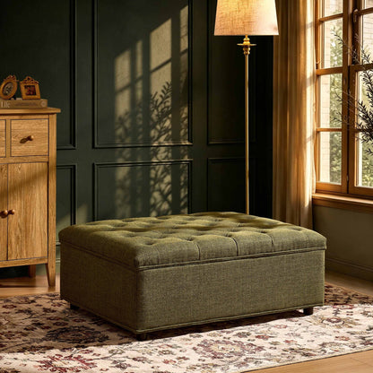 Kennadi Single Sofa Bed Pouffe - Woven Pine Green - DUSK