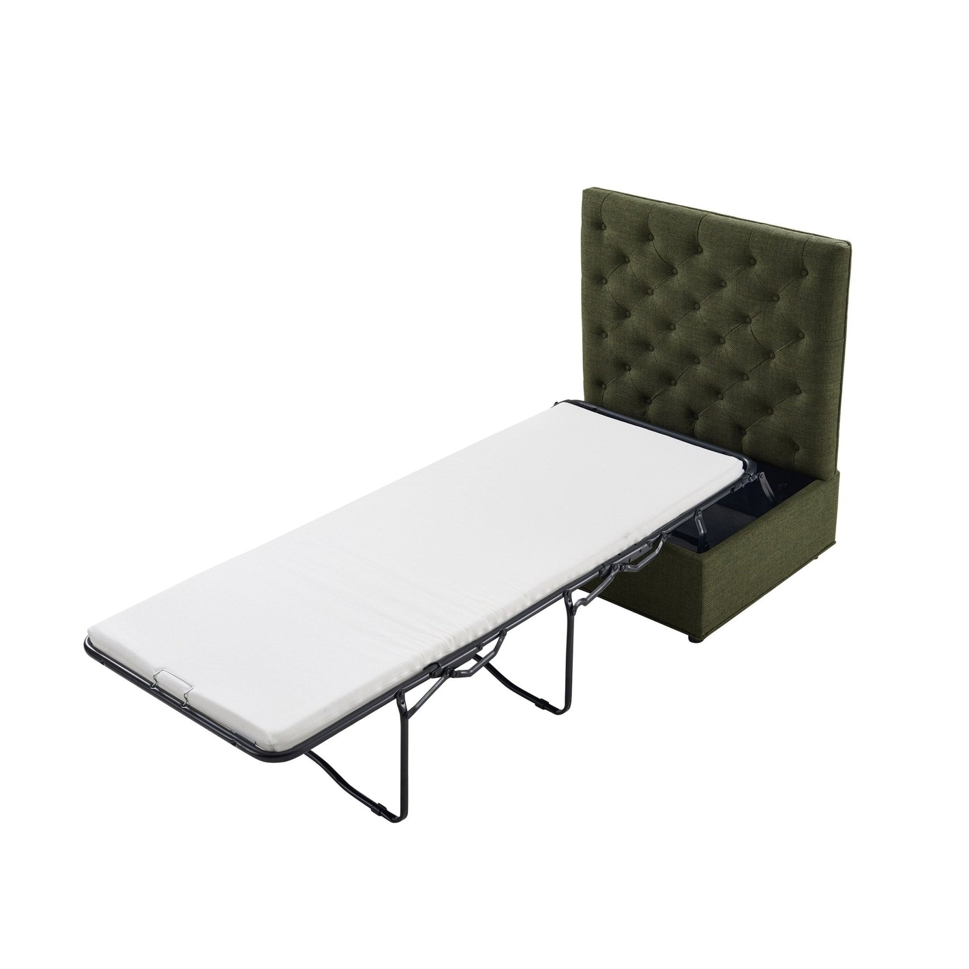 Kennadi Single Sofa Bed Pouffe - Woven Pine Green - DUSK