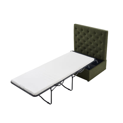 Kennadi Single Sofa Bed Pouffe - Woven Pine Green - DUSK