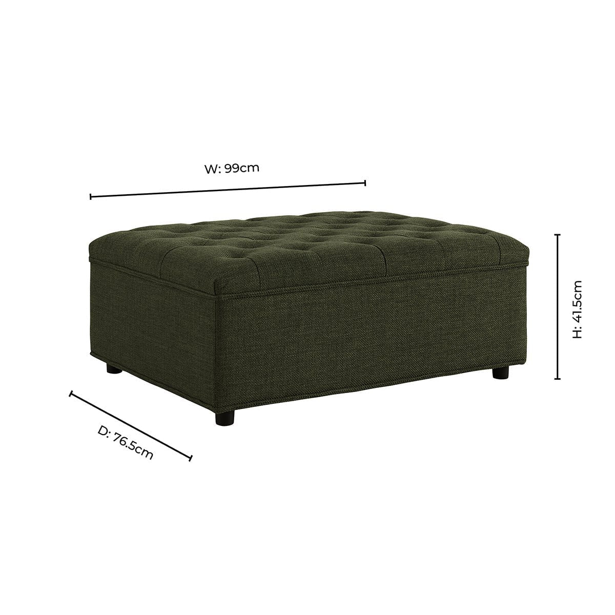 Kennadi Single Sofa Bed Pouffe - Woven Pine Green - DUSK