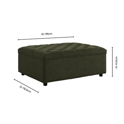 Kennadi Single Sofa Bed Pouffe - Woven Pine Green - DUSK