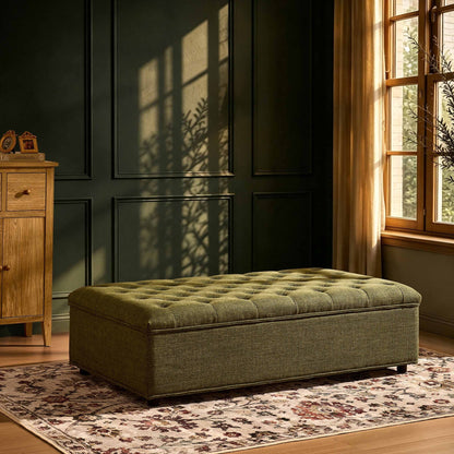 Kennadi Small Double Pouffe Sofa Bed - Woven Pine Green - DUSK
