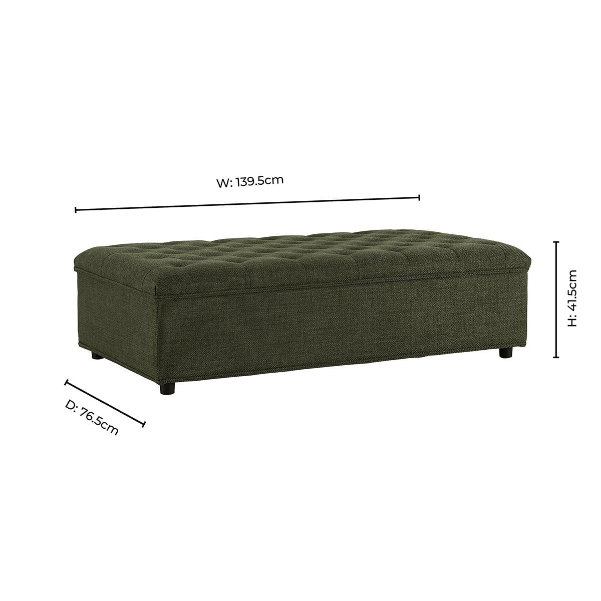 Kennadi Small Double Pouffe Sofa Bed - Woven Pine Green - DUSK