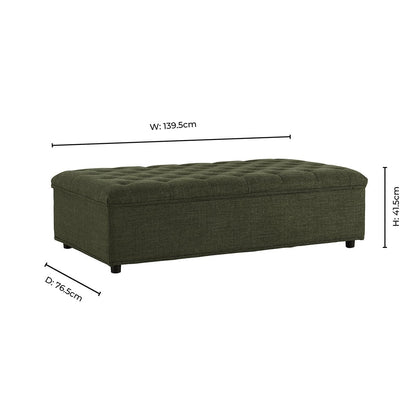 Kennadi Small Double Pouffe Sofa Bed - Woven Pine Green - DUSK