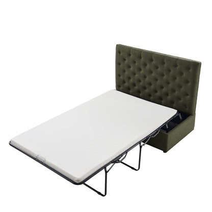 Kennadi Small Double Pouffe Sofa Bed - Woven Pine Green - DUSK