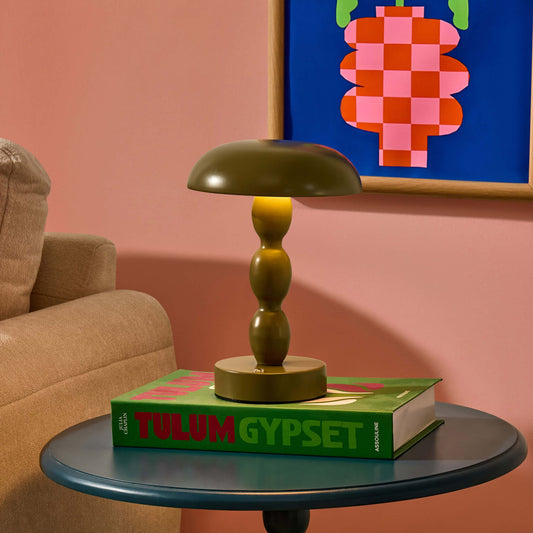 Kirsty Rechargeable Bobbin Table Lamp - Green - DUSK
