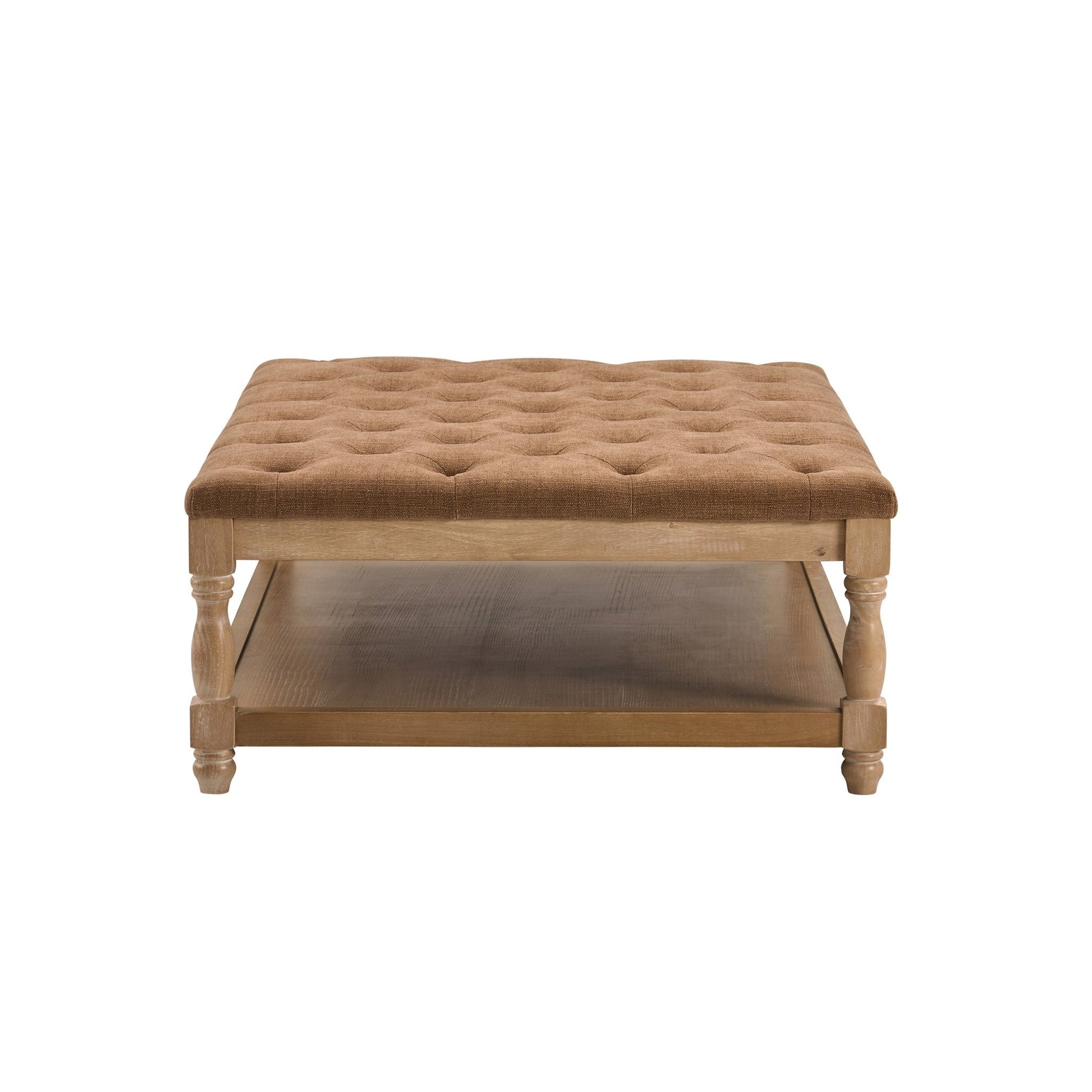Knaresborough Button Back Coffee Table Pouffe - Chenille Tan - DUSK
