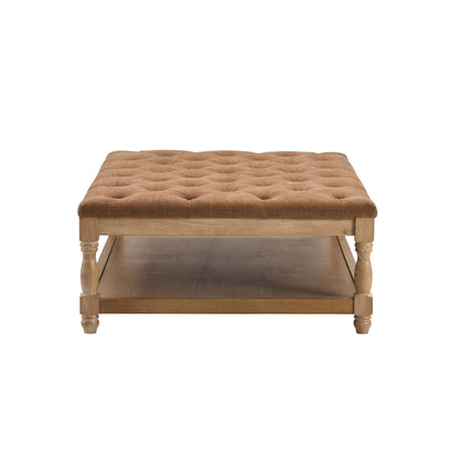 Knaresborough Button Back Coffee Table Pouffe - Chenille Tan - DUSK