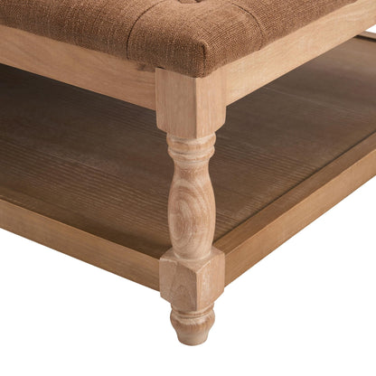 Knaresborough Button Back Coffee Table Pouffe - Chenille Tan - DUSK