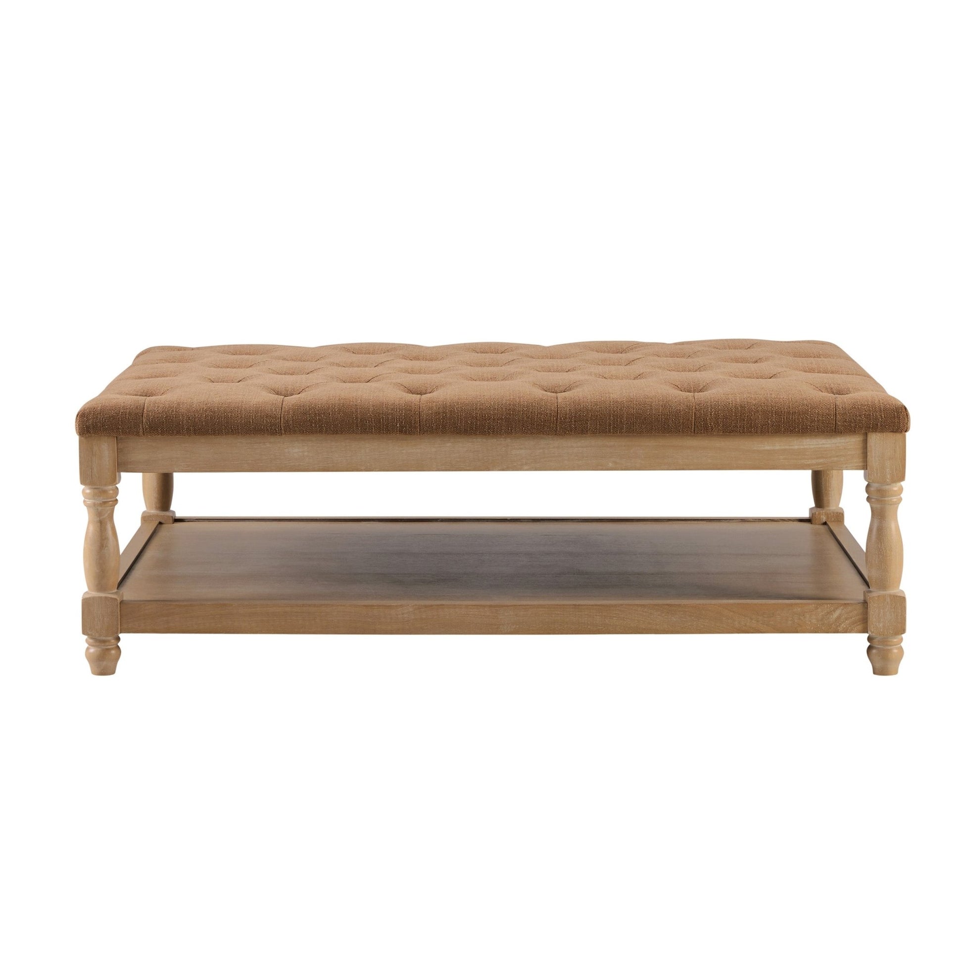 Knaresborough Button Back Coffee Table Pouffe - Chenille Tan - DUSK