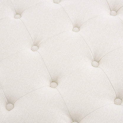 Knaresborough Button Back Coffee Table Pouffe - Cream Linen - DUSK