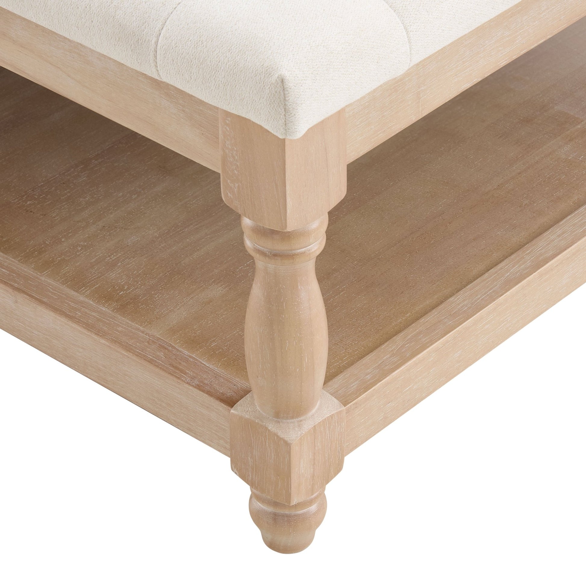 Knaresborough Button Back Coffee Table Pouffe - Cream Linen - DUSK