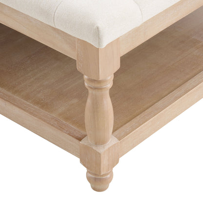 Knaresborough Button Back Coffee Table Pouffe - Cream Linen - DUSK