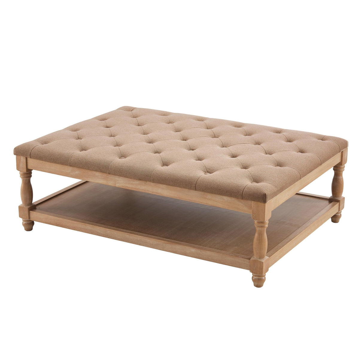 Knaresborough Button Back Coffee Table Pouffe - Oatmeal - DUSK