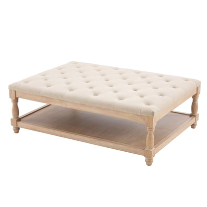 Knaresborough Button Back Coffee Table Pouffe - Oatmeal - DUSK