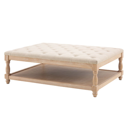 Knaresborough Button Back Coffee Table Pouffe - Oatmeal - DUSK