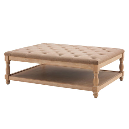 Knaresborough Button Back Coffee Table Pouffe - Oatmeal - DUSK