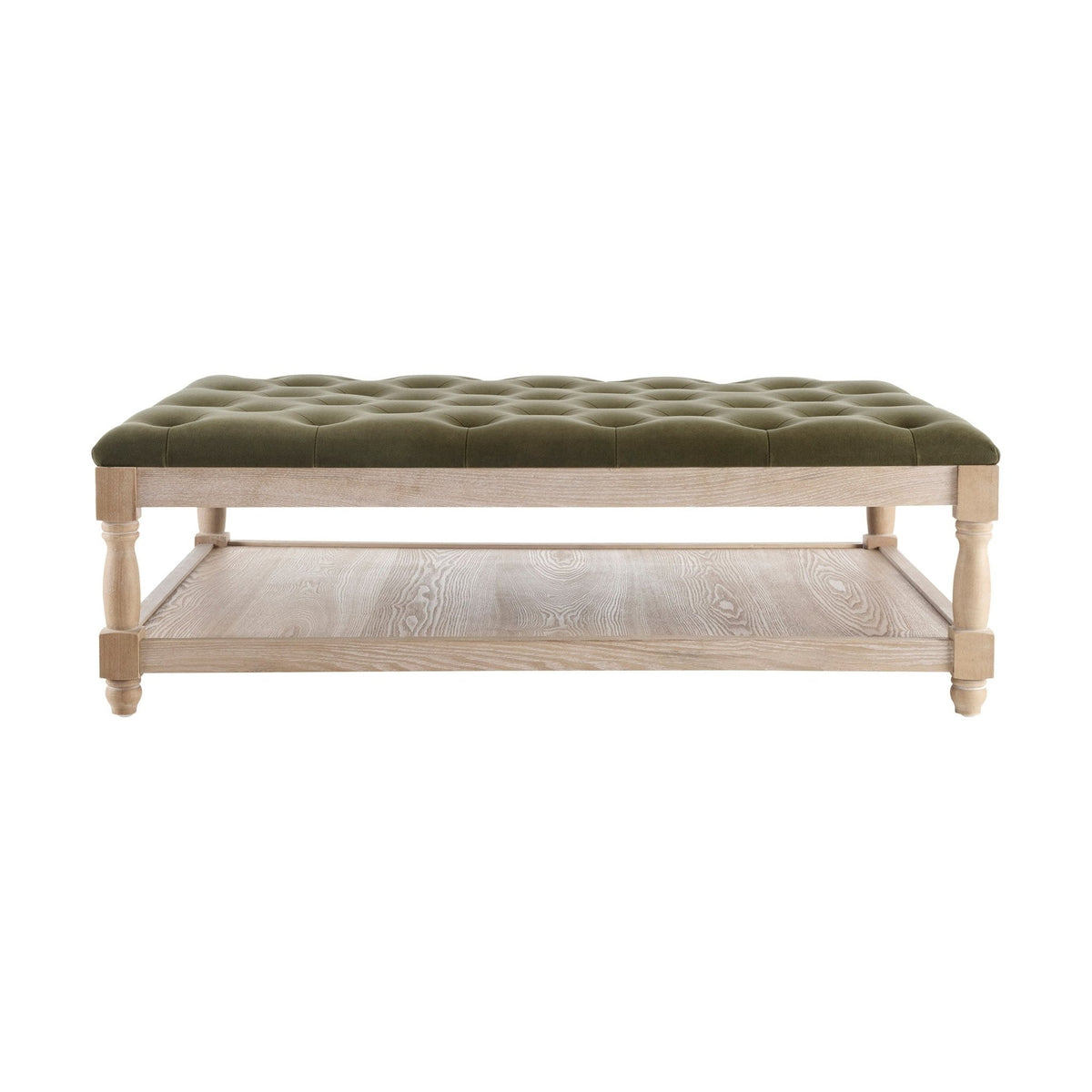Knaresborough Button Back Coffee Table Pouffe - Olive - DUSK