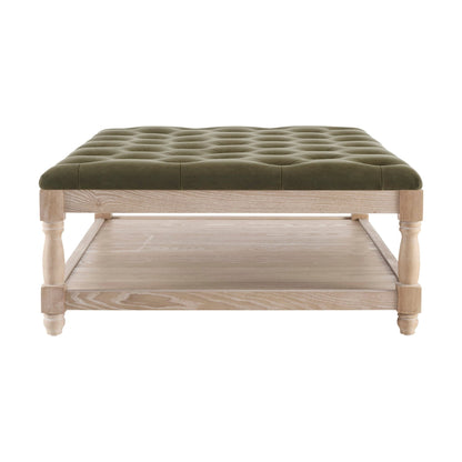 Knaresborough Button Back Coffee Table Pouffe - Olive - DUSK