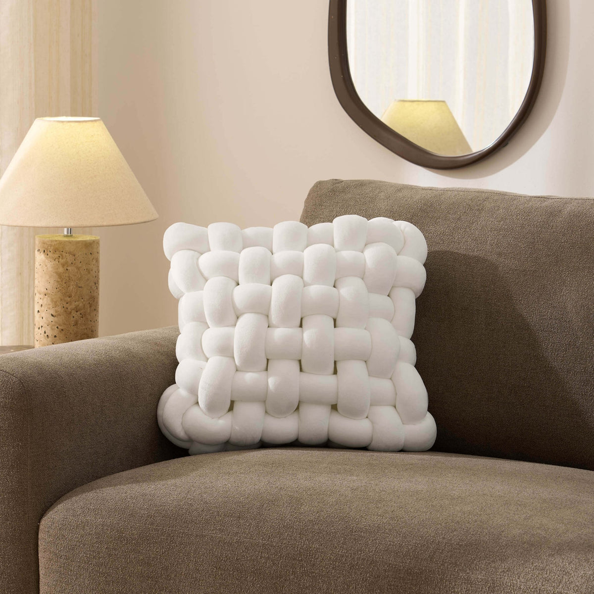Knot Square Sofa Cushion - White - DUSK